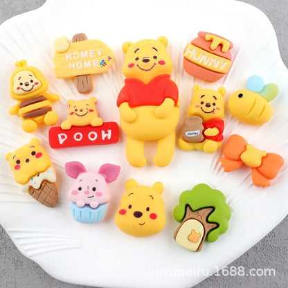 10 Pcs New Disney Cartoon Winnie Bear Bee Series Resin Cabochon Scrapbooking DIY Jewelry Hairpin Craft Decoration Accessories