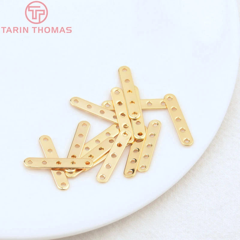 (3120)20PCS 22x3.6MM 24K Gold Color Brass 5 Holes Connector Spacer Beads High Quality DIY Jewelry Making Findings Accessories
