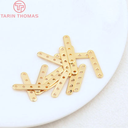 20PCS 22x3.6MM 24K Gold Color Brass 5 Holes Connector Spacer Beads