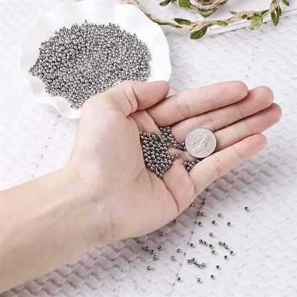 50pcs 3-8mm Stainless Steel Metal Ball Large Hole Beads for DIY Charms Bracelets Earrings Jewellery Making Supplies Accessories