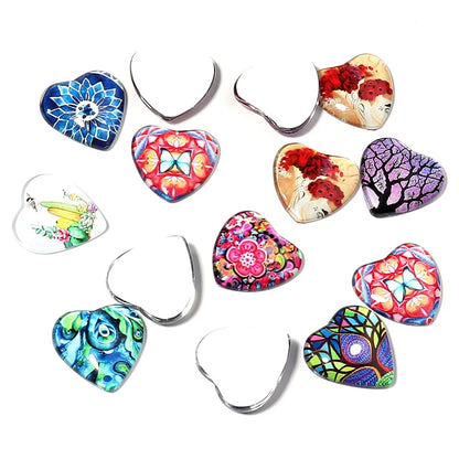 20/10Pcs Heart Glass Cabochons Flatback