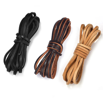 2 Meters DIY Retro Genuine Leather Cord 3-5mm Flat Strand Cow Leather Rope Fit Necklace Bracelets DIY Jewelry Making Accessories