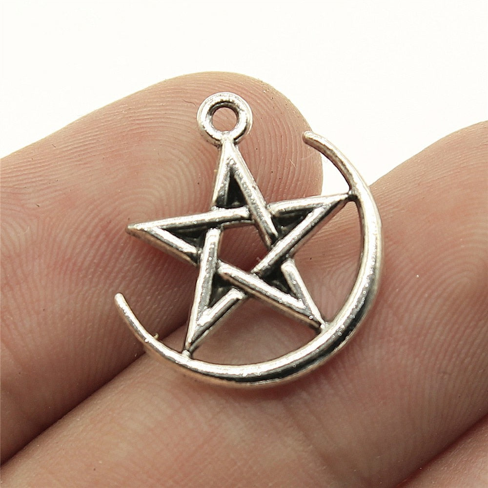 10pcs Antique Silver Color Star Charm Pendants Jewelry Accessories Pentagram Charms For Jewelry Making