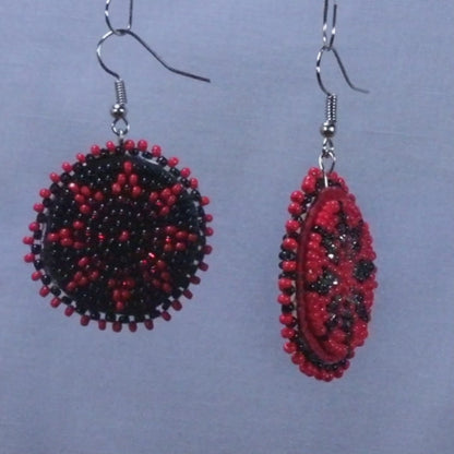 Beaded Rosette Earrings 1 inch