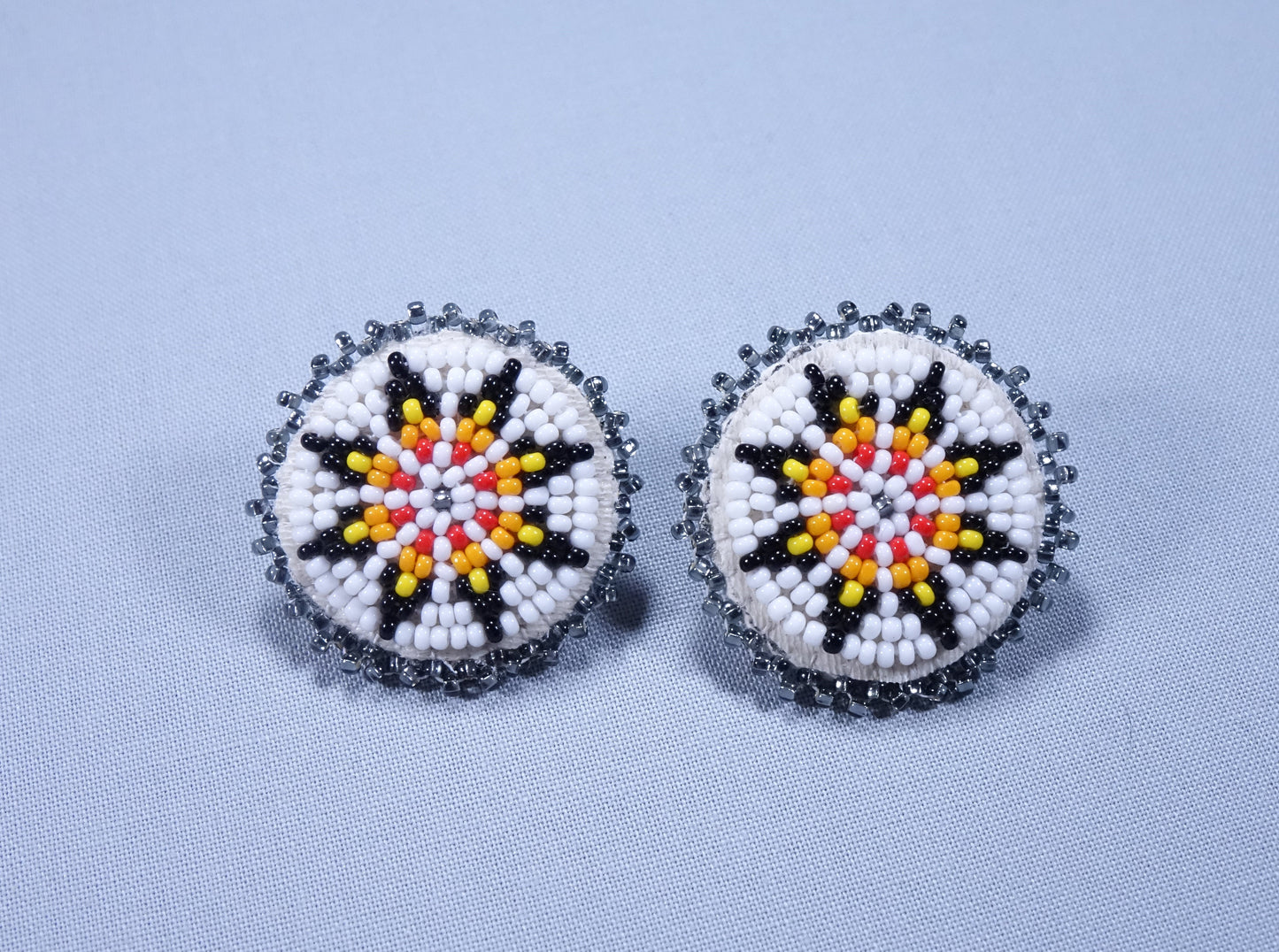 Beaded Rosette Earrings 1 inch