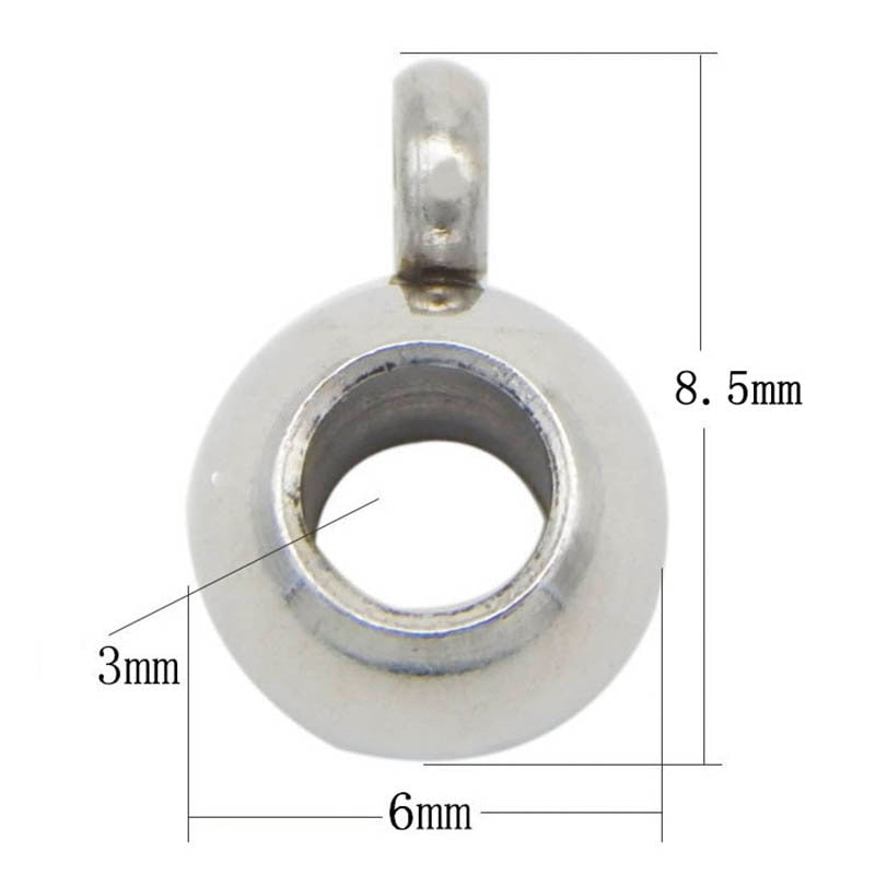 10pcs Stainless Steel Large Hole Beads, Hanger Links, Bail Beads.