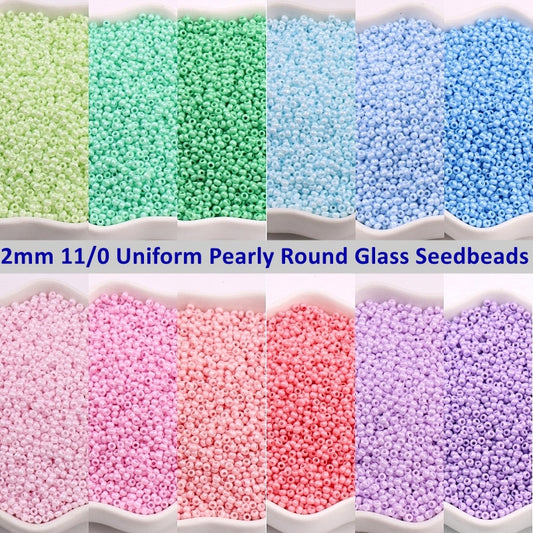 11/o 2mm Czech Glass Beads Pearly Opaque 10 grams