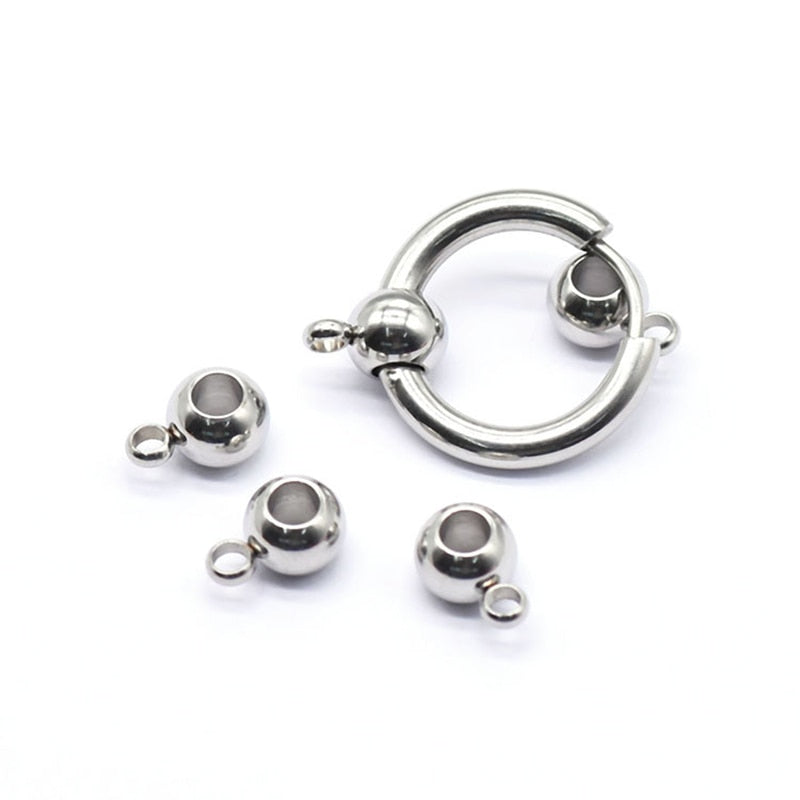 10pcs Stainless Steel Large Hole Beads, Hanger Links, Bail Beads.