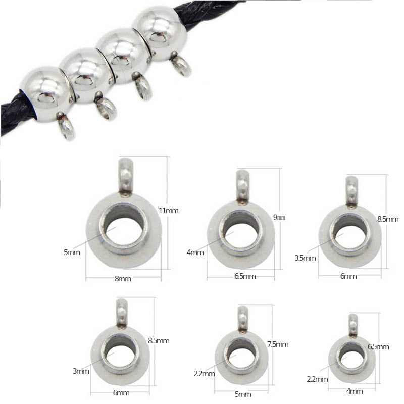 10pcs Stainless Steel Large Hole Beads, Hanger Links, Bail Beads.