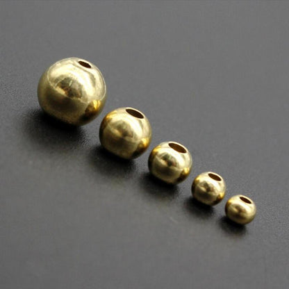 100pcs Original Brass Round Ball Space Beads Loose