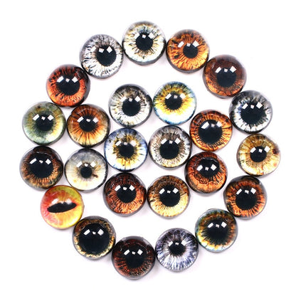 20Pcs 8-20mm Doll Eyes Photo Round Glass Cabochon Flat Back