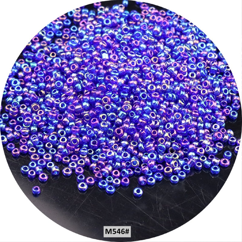 11/0 2mm Czech Glass Beads Iridescent Transparent 10 grams