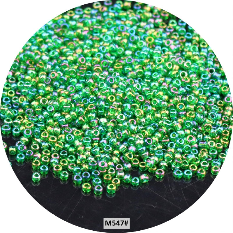 11/0 2mm Czech Glass Beads Iridescent Transparent 10 grams