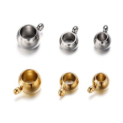 20pcs Stainless Steel Hole 3 4 5mm Charm Pendant Bail Beads