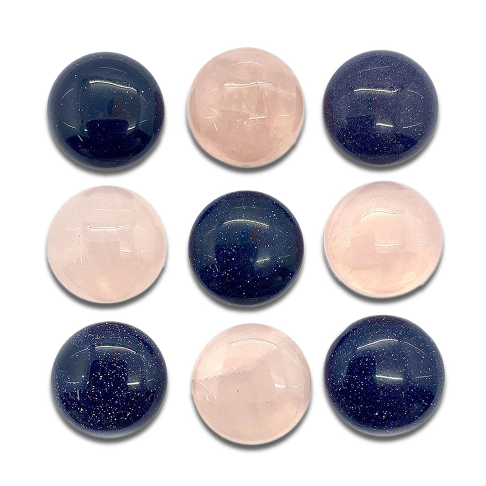 5Pcs/Pack 15mm Cabochon Natural Stone Blue Sandstone Loose Beads Flat Back